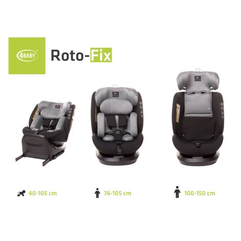 4Baby Roto-Fix i-Size - obrotowy fotelik samochodowy  40-150 cm | Grey - 19